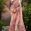 Scrumptious Pink Linen Tissue Silk Saree With Conflate Blouse Piece