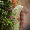 Evocative Pista Linen Tissue Silk Saree With Entrancing Blouse Piece