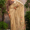 Staring Beige Linen Tissue Silk Saree With Deserving Blouse Piece