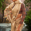 Staring Beige Linen Tissue Silk Saree With Deserving Blouse Piece