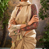 Staring Beige Linen Tissue Silk Saree With Deserving Blouse Piece