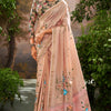 Verdant Peach Linen Tissue Silk Saree With Alluring Blouse Piece