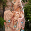 Verdant Peach Linen Tissue Silk Saree With Alluring Blouse Piece