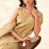 Groovy Beige Soft Banarasi Tissue Silk Saree With Grandiose Blouse Piece