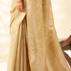 Groovy Beige Soft Banarasi Tissue Silk Saree With Grandiose Blouse Piece