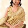 Groovy Beige Soft Banarasi Tissue Silk Saree With Grandiose Blouse Piece