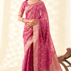 Scintilla Dark Pink Soft Banarasi Tissue Silk Saree With Adorable Blouse Piece