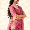 Scintilla Dark Pink Soft Banarasi Tissue Silk Saree With Adorable Blouse Piece