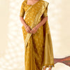 Imbrication Mustard Soft Banarasi Tissue Silk Saree With Demure Blouse Piece