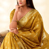 Imbrication Mustard Soft Banarasi Tissue Silk Saree With Demure Blouse Piece