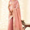 Beguiling Baby Pink Soft Banarasi Tissue Silk Saree With Fancifull Blouse Piece