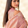 Beguiling Baby Pink Soft Banarasi Tissue Silk Saree With Fancifull Blouse Piece