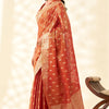 Luxuriant Red Soft Banarasi Tissue Silk Saree With Whimsical Blouse Piece