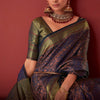 Amazing Navy Blue Kanjivaram Silk Saree With Mesmerising Blouse Piece