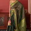 Classic Green Kanjivaram Silk Saree With Ailurophile Blouse Piece