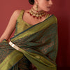 Classic Green Kanjivaram Silk Saree With Ailurophile Blouse Piece