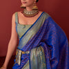 Effervescent Royal Blue Kanjivaram Silk Saree With Petrichor Blouse Piece