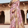 Palimpsest Baby Pink Digital Printed Soft Silk Saree With Winsome Blouse Piece