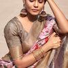 Palimpsest Baby Pink Digital Printed Soft Silk Saree With Winsome Blouse Piece