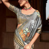 Smashing Grey Digital Printed Soft Silk Saree With Sonorous Blouse Piece