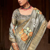 Smashing Grey Digital Printed Soft Silk Saree With Sonorous Blouse Piece