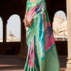 Engaging Sea Green Digital Printed Soft Silk Saree With Exquisite Blouse Piece