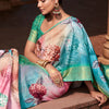Engaging Sea Green Digital Printed Soft Silk Saree With Exquisite Blouse Piece
