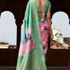 Engaging Sea Green Digital Printed Soft Silk Saree With Exquisite Blouse Piece