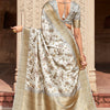 Efflorescence Off White Digital Printed Soft Silk Saree With Luminous Blouse Piece