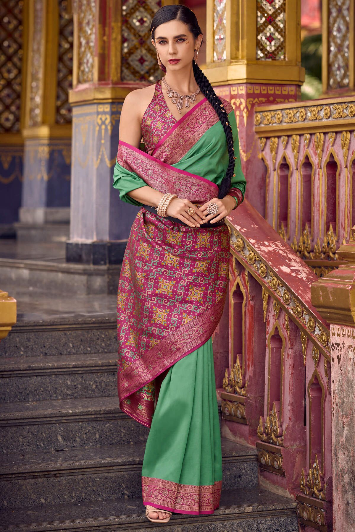 Engaging Green Soft Banarasi Silk Saree With Posh Blouse Piece