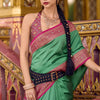 Engaging Green Soft Banarasi Silk Saree With Posh Blouse Piece