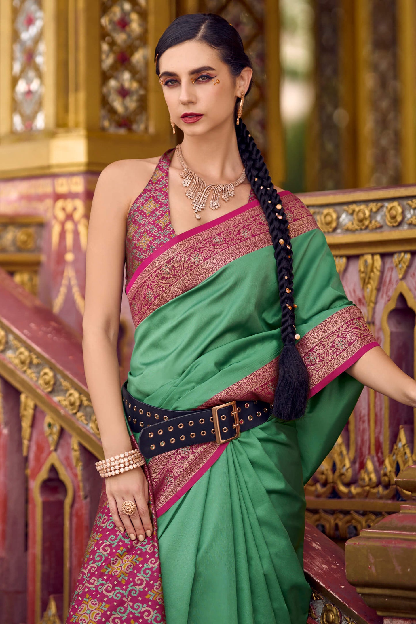Engaging Green Soft Banarasi Silk Saree With Posh Blouse Piece