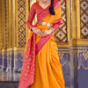 Gleaming Orange Soft Banarasi Silk Saree With Redolent Blouse Piece