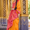 Gleaming Orange Soft Banarasi Silk Saree With Redolent Blouse Piece