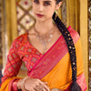 Gleaming Orange Soft Banarasi Silk Saree With Redolent Blouse Piece