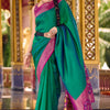 Panache Dark Green Soft Banarasi Silk Saree With Amiable Blouse Piece