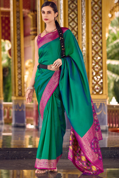 Panache Dark Green Soft Banarasi Silk Saree With Amiable Blouse Piece