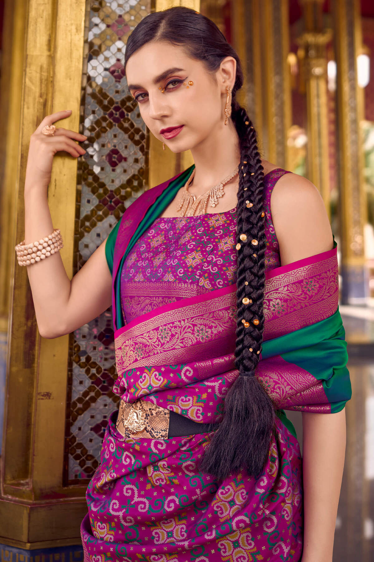 Panache Dark Green Soft Banarasi Silk Saree With Amiable Blouse Piece