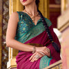 Energetic Wine Soft Banarasi Silk Saree With Chatoyant Blouse Piece
