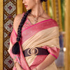 Ravishing Beige Soft Banarasi Silk Saree With Pleasurable Blouse Piece