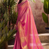 Bucolic Pink Soft Banarasi Tissue Silk Saree With Opulent Blouse Piece