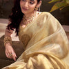 Propinquity Beige Soft Banarasi Tissue Silk Saree With Enchanting Blouse Piece