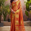 Engaging Orange Soft Banarasi Tissue Silk Saree With Ratatouille Blouse Piece