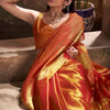 Engaging Orange Soft Banarasi Tissue Silk Saree With Ratatouille Blouse Piece