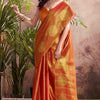 Engaging Orange Soft Banarasi Tissue Silk Saree With Ratatouille Blouse Piece