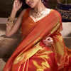 Engaging Orange Soft Banarasi Tissue Silk Saree With Ratatouille Blouse Piece