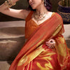 Engaging Orange Soft Banarasi Tissue Silk Saree With Ratatouille Blouse Piece
