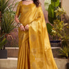 Exquisite Mustard Soft Banarasi Tissue Silk Saree With Panoply Blouse Piece