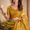 Exquisite Mustard Soft Banarasi Tissue Silk Saree With Panoply Blouse Piece