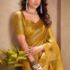 Exquisite Mustard Soft Banarasi Tissue Silk Saree With Panoply Blouse Piece